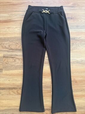 Just Me Women's Black Pants with Gold Heart Accent